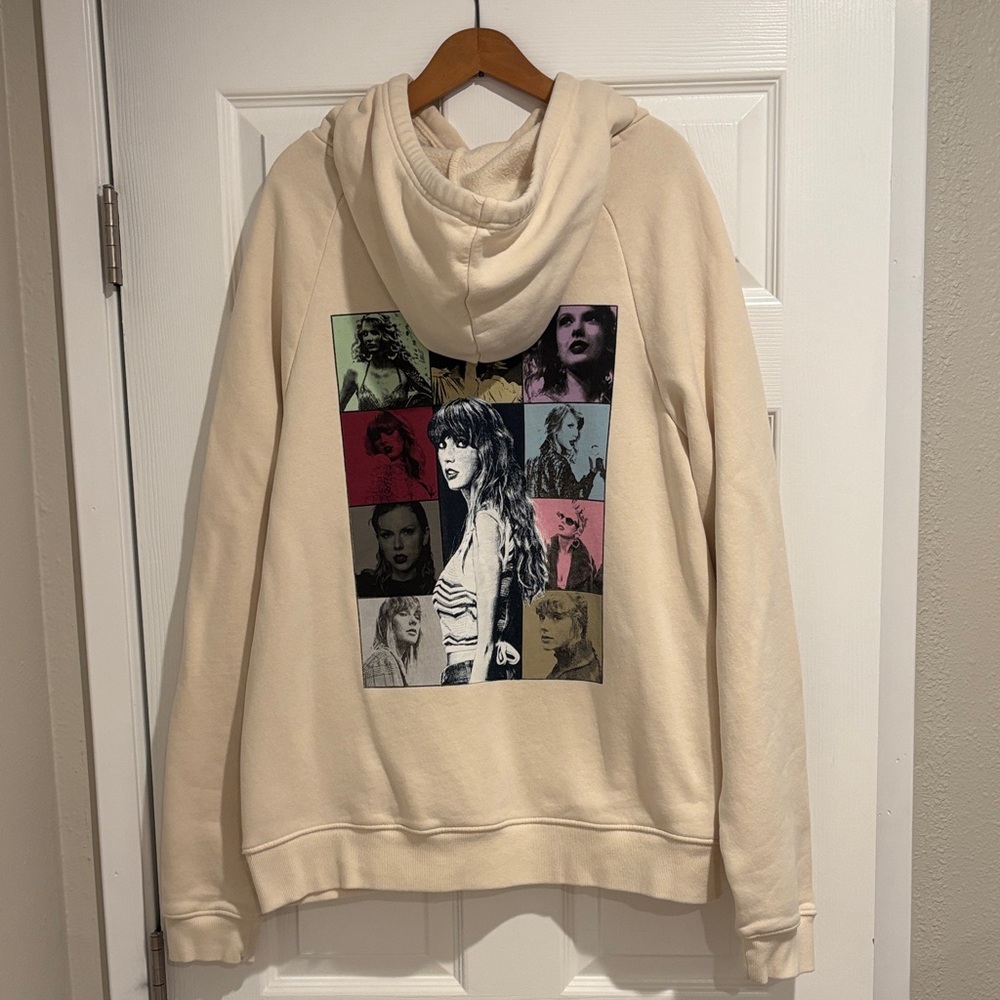 Taylor‎ Swift Eras Tour I Beige Hoodie Multicolor Graphic Back Official Merch L
